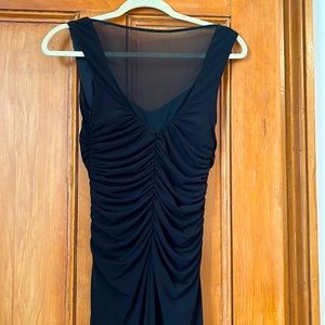 Laundry Vintage Mesh Back Ruched Black Gown